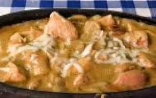 Куриное филе в сливочном соусе с белыми грибами