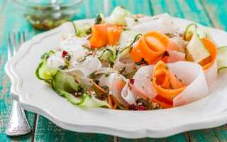 Рецепт Салат с дайконом и огурцом. Калорийность, химический состав и пищевая ценность.