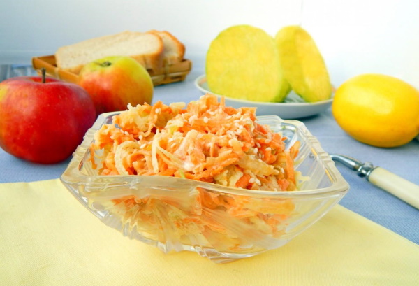 Салат из репы с морковью. Рецепты с яблоком, огурцом, майонезом
