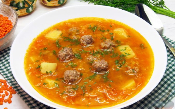 Суп с ежиками из фарша с рисом. Рецепт с фото