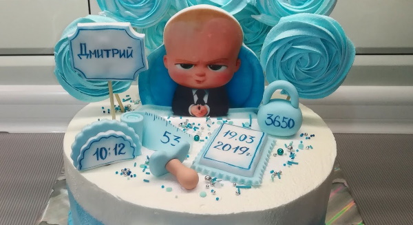 Торт Босс-молокосос с фруктами для мальчика. Фото
