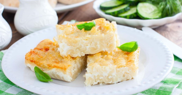 Запеканка из лапши в духовке с сыром, яйцом, как в садике. Рецепт
